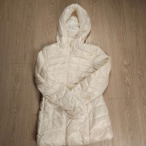 Uniqlo Ultra Light Down Hooded Jacket Womens Small White Packable Puffer Coat